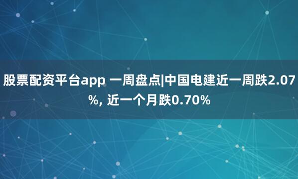 股票配资平台app 一周盘点|中国电建近一周跌2.07%, 近一个月跌0.70%